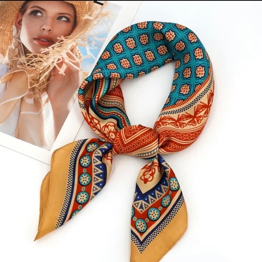 Vibrant Geometric Silky Scarf